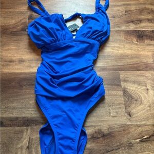 NWT Designer One-Piece Blue Swimsuit